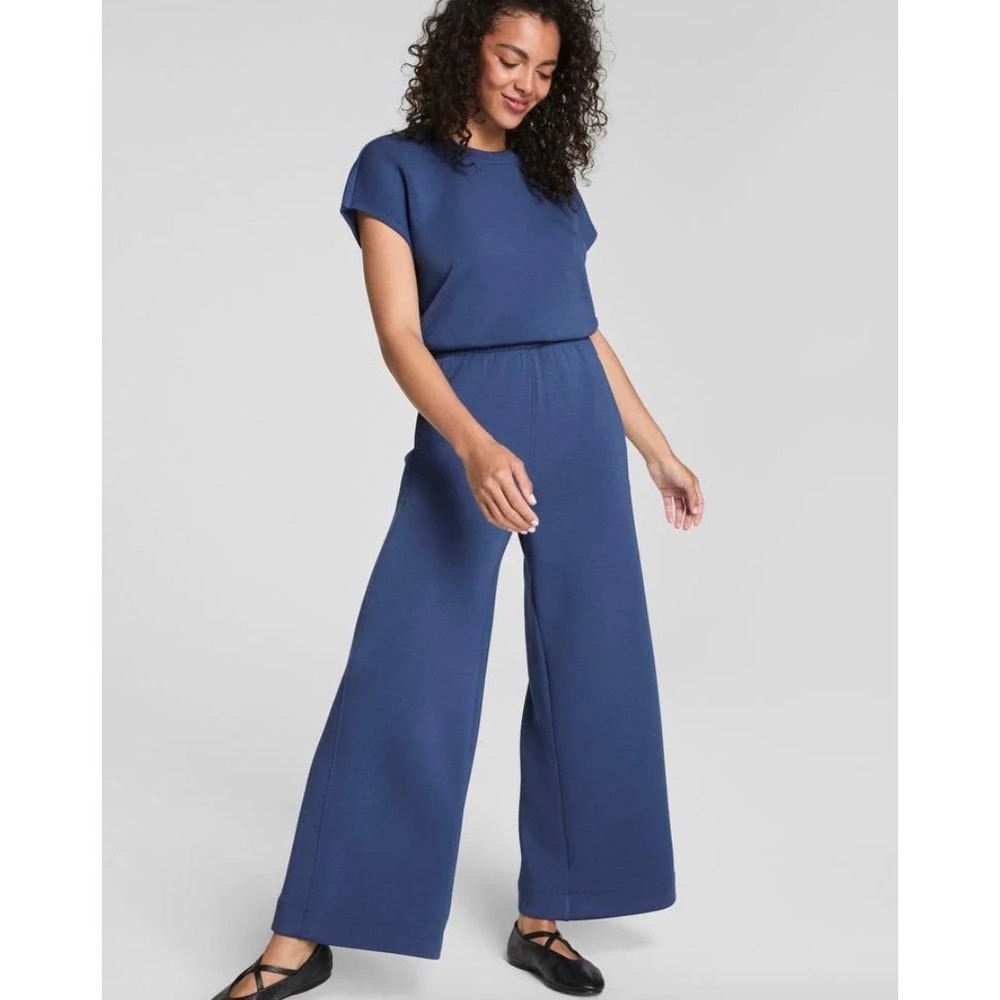 SPANX AirEssentials Cap Sleeve Cinched Jumpsuit in Blue sz M